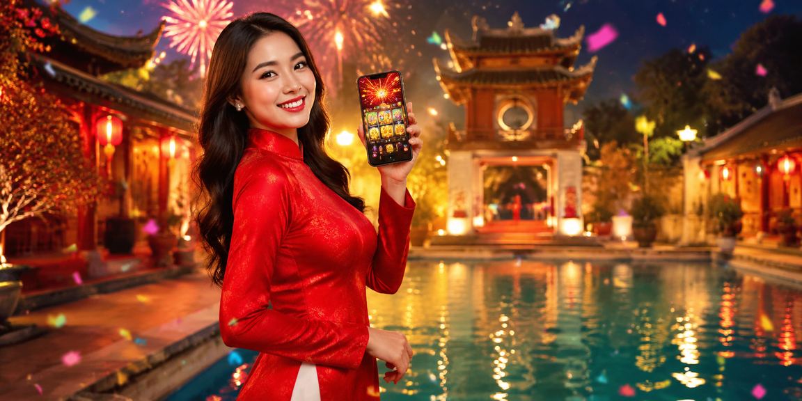 Người dùng Hà Nội trong trang phục áo dài trải nghiệm slot game một cách thoải mái