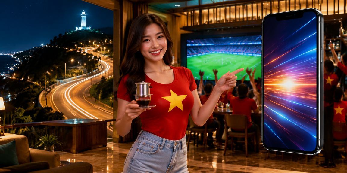 Người dùng Vũng Tàu truy cập nền tảng 591 trên điện thoại di động bên ly cà phê